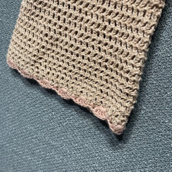 Hippie Rose Cropped Crochet Scallop Bell Sleeve Sweater M Boho Y2K Cottagecore - Picture 6 of 11